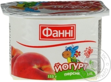 Йогурт з наповнювачем персик 1.5 % Фанні 0.115 кг